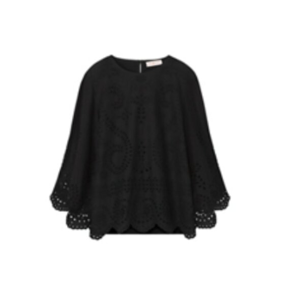 Tory Burch Mariana Top, Black Eyelet, XL - Picture 1 of 5